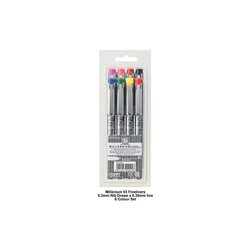 ZIG Millennium Fineliner Drawing Pen Sets - 03 (0.35mm) 8
