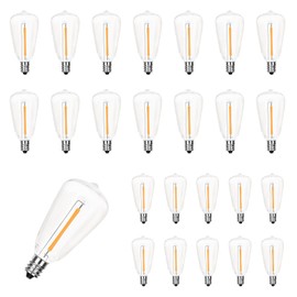 Konictom 25 Pack Edison Light Bulbs,ST38 LED Clear Replacement Bulbs Fits C7 E12 Base Light,0.6W Vintage Dimmable Waterproof Light Bulbs for Indoor Outside Night Light String Lights