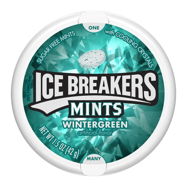 ICE BREAKERS Wintergreen Sugar Free Mint Candy, 1.5 oz Tin