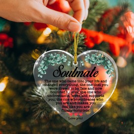 Soulmate Gift for Women Men, Romantic Gifts for Her Him, Birthday Christmas Anniversary Valentine's Day Gift for Wife Husband Girlfriend Boyfriend, Christmas Ornament Acrylic Ornaments