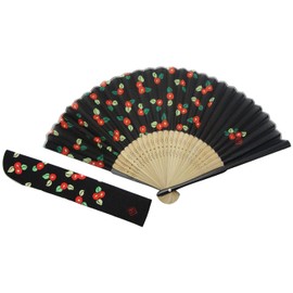 Kyosuu K-118 Kyoto Fan, Silk Yumeji, Camellia, Bag Included