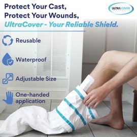 UltraCover Waterproof Leg Cover For Shower, Cast Shower Cover for Wounds and Bandages, Leg Cast and Injury Protector for Adults, Surgery Recovery Supplies