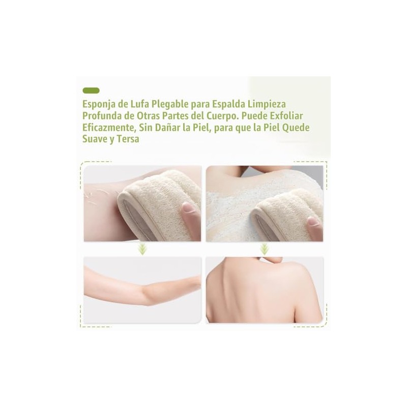 Esponja de lufa natural para la espalda, exfoliante corporal, exfoliante