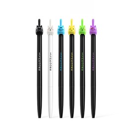 JOMPENS 6Pcs/lot Creative Black Cat Tail Gel Pen 0.5mm Color Cats Press Style Automatic Pen for Writing Office Stationery School Supplies