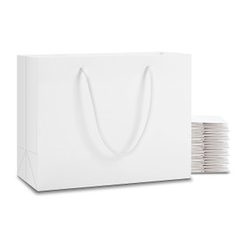 White Gift Bags with Ribbon Handles, YACEYACE 20Pcs 10.5"x4.25"x8" Medium White Gift Bags Bulk Boutique Bags Bridesmaid Bags White Paper Gift Bags for Wedding, Partie, Birthday, Retail, Small Business