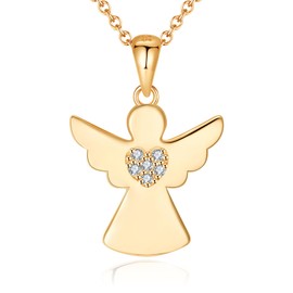 Jrêveinfini Guardian Angel Necklace Women Girls 925 Silver with Pendant, Christening Gift for Girls Women, Adjustable 40 + 5 cm, Sterling Silver, Cubic Zirconia