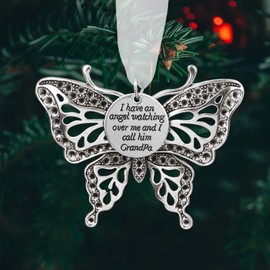 Memorial Christmas Ornament Butterfly Gifts for Women in Memory of Loved One Sympathy Keepsake for Christmas Tree Decoration I Have an Angel Watching Over Me and I Call Him Grandpa