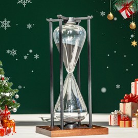 Large Black Iron Craft Hourglass Timer 60 Minutes,Modern Hour Glass Timers Gift for Men & Women, Sand Timer for Kitchen Home Office Desk Deco (Black)