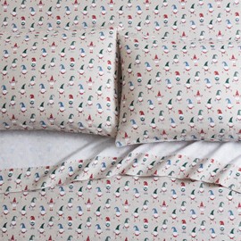 Bearpaw - Queen Sheets, 4-Piece Cotton Flannel Bedding with Matching Pillowcases, Brush for Extra Softness, Cozy Home Decor (Gnome Taupe, Queen)