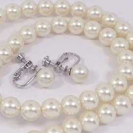 [You and Me Jewelry Box] Formal Pearl 8mm 16" (Necklace & Earrings White Color Set), Pearl