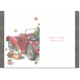 doodlecards Thinking Of You Christmas Card Red Vintage Car Medium Size Christmas Card for Thinking Of You with Plain Envelope