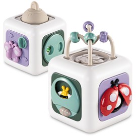 SOCBTNSO Busy Cube Toys for 1 Year Old Girl, Montessori Toys for 1+ Year Old, Travel Toys for Toddlers 1-3, Learning Fine Motor Skills| Baby Girl Birthday Gifts Stocking Stuffers 6 Months +