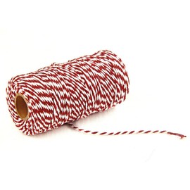 AKOAK Bakers Twine,1 Roll 109 Yards Cotton Twine Packing String for Gift Wrapping,Crafts and Decoration (Dark red+White)