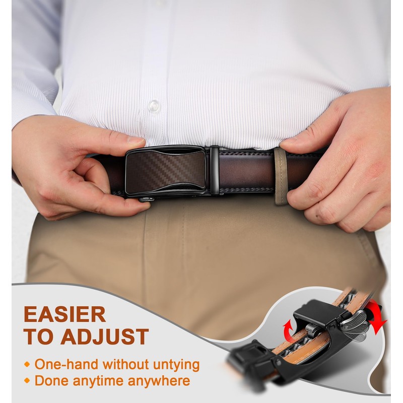 KEMISANT Mens Ratchet Belt 2 Units,Sliding Belt For Gift Mens