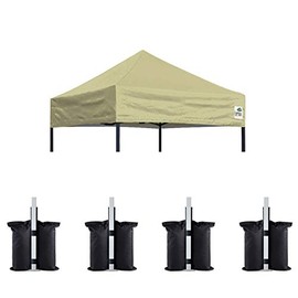 Eurmax USA Pop Up Canopy Replacement Canopy Tent Top Cover, Instant Canopy Top Cover ONLY,Bonus 4PC Pack Weight Bag (5x5,Beige)