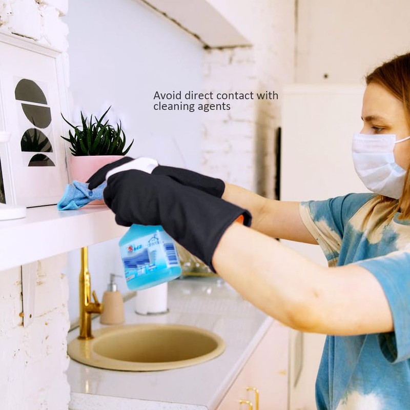 Alimat PluS Latex Gloves 3 Pack, Reusable Black Rubber Gloves