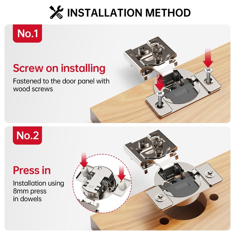 MEICCIPLUS Soft Close Cabinet Hinges 2 Pack, 1-1/4 inch Overlay,