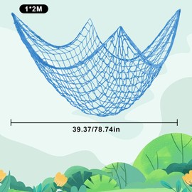 2 PCS Fish Net Decorations, 80 x 40 Inch, Ocean Themed Party Decor Beach, Nautical Wall Hanging Fishing Net for Coastal Bedroom, Bathroom, or Under The Sea Party Decorations