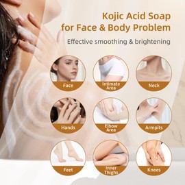 LOYATRO Kojic Acid Turmeric Soap Bar Dark Spots for Face & Body, Deep Cleansing, Gentle Soap Sensitive Skin Formula, All Skin Types 2Pack with Soap Dish