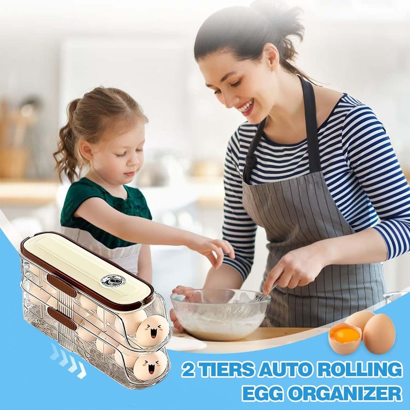 KUBDPQOR Innovative Egg Storage Dispenser - Dual Layer Egg Holder