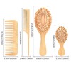 Amagogo 4Pcs Bamboo Hair Brush Set Wide Comb and Tail