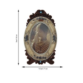 Eagrafts Rustic Decorative Oval Photo Frame Box With Blue Flowers, Home Decor