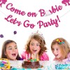 Pink Glitter Girl's Party Banner, Come on Ba*bie, Let's Go