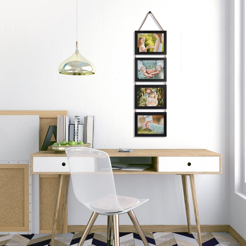 Lavezee 5x7 Hanging Collage Picture Frames Set of 2, Black
