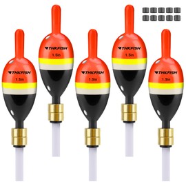 THKFISH Fishing Bobber Slip Bobber Fishing Floats for Crappie Balsa Bobbers for Panfish,Walleye,Salmon Floatage (Orange -Black, 1.5in * 5pcs)