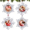 Jetec Christmas Snowflake Photo Frames Metal Christmas Tree Snowflake Photo Frames Christmas Snowflake Pictures Frames Xmas Snowflake Hanging Keepsakes with Photo Frame Insert for Xmas(4 Pieces)
