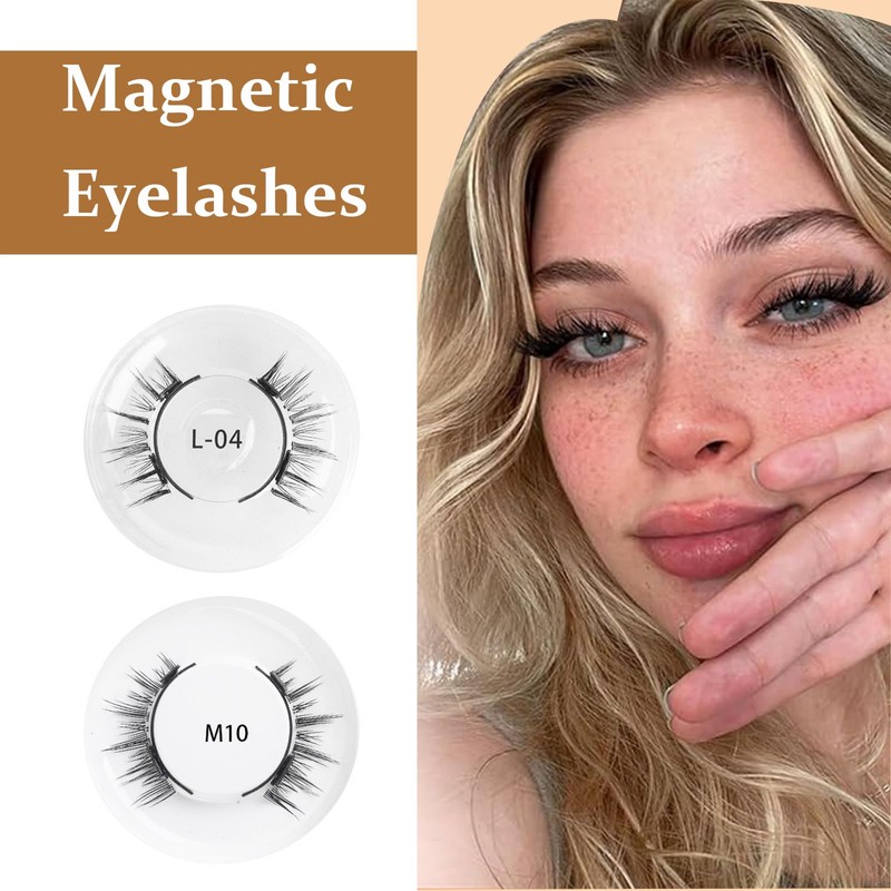 XdealCozyxc 2 Pairs Reusable Magnetic Eyelashes with Lashes, Easy to