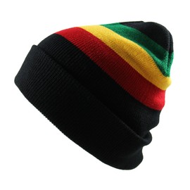 RW Men's Rasta Long Beanie Black