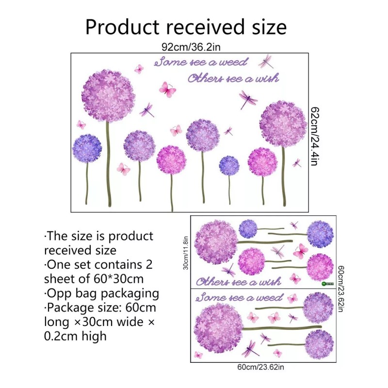 MINI BOXX Pegatinas Pared Diente León Morado Vinilos Adhesivos Pared