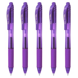 Pentel EnerGel X BL107 - Retractable Liquid Gel Ink Pen - 0.7mm - 84% Recycled - Purple Ink (5)