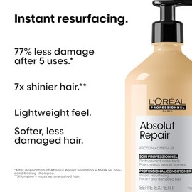 L'Oreal Professionnel Absolut Repair Conditioner | Protein Hair Treatment | Repairs Damage & Provides Shine | With Quinoa & Proteins | For Dry, Damaged Hair | 16.9 Fl. Oz.