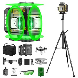 Laser Level 360 Self Leveling with Tripod, 200ft/60m working distance with vertical and horizontal lines, self-leveling mode&IP54 waterproof set