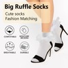 MKYSZLT Soft Women Big Ruffle Ankle Socks Double Lace Frilly