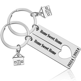 2024 New Home Keyring Set Housewarming Gift for New Homeowners New House Keyring Moving In New Home Gift for Couple Friends Sweet Home Jewelry for Family Coworker Real Estate Agent Closing Gift