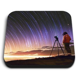 1 x Square MDF Fridge Magnet - Stargazing Photographer Camera Art 14090