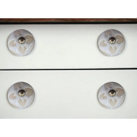 Homeroots Set of Twelve Beige And White Floral Ceramic Drawer Pull Knobs
