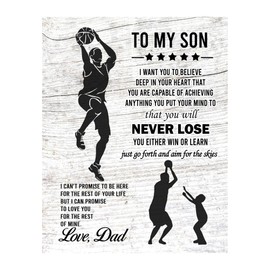 To My Son -Win or Learn - Motivational Wall Art Decor, Father & Son Basketball Sports Print, Inspirational Wall Art for Home Decor, Office Decor, Bedroom Decor. Great Keepsake Gift. Unframed -11x14