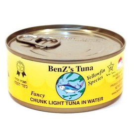Benz's Yellowfin Tuna in Water, 6 Ounce Easy Open Pull-Top Lids, Kosher and Kosher for Passover (12 Pack)