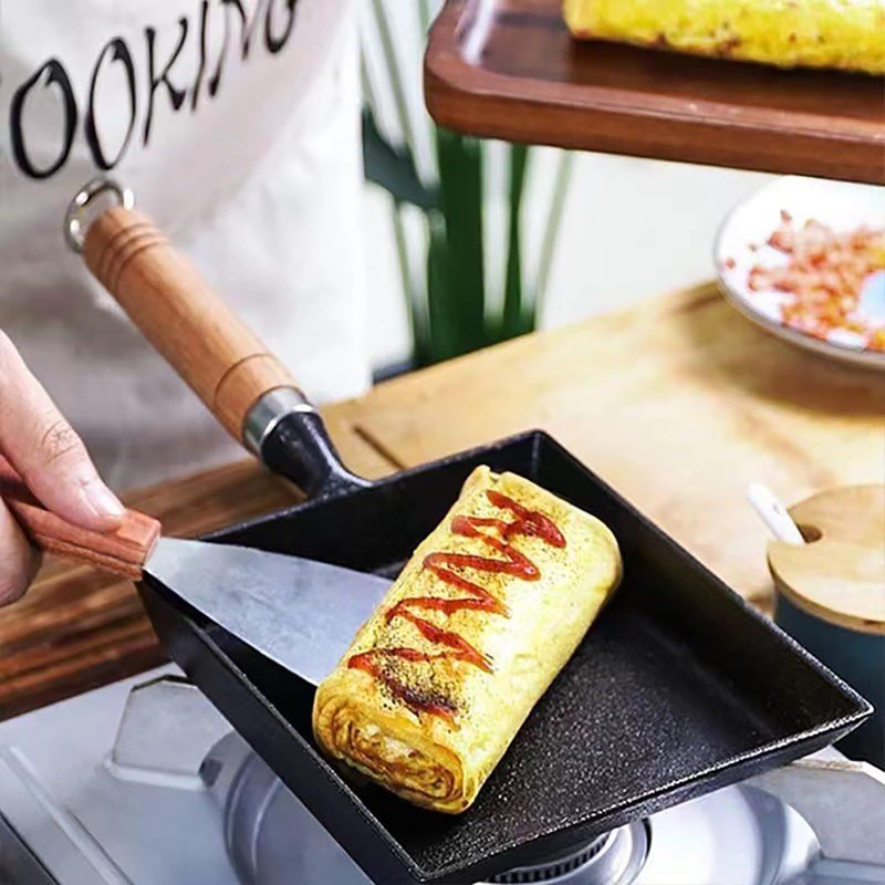 Toutrop 7.5" Cast Iron Omelette Pan, Rectangle Tamagoyaki Egg Roll
