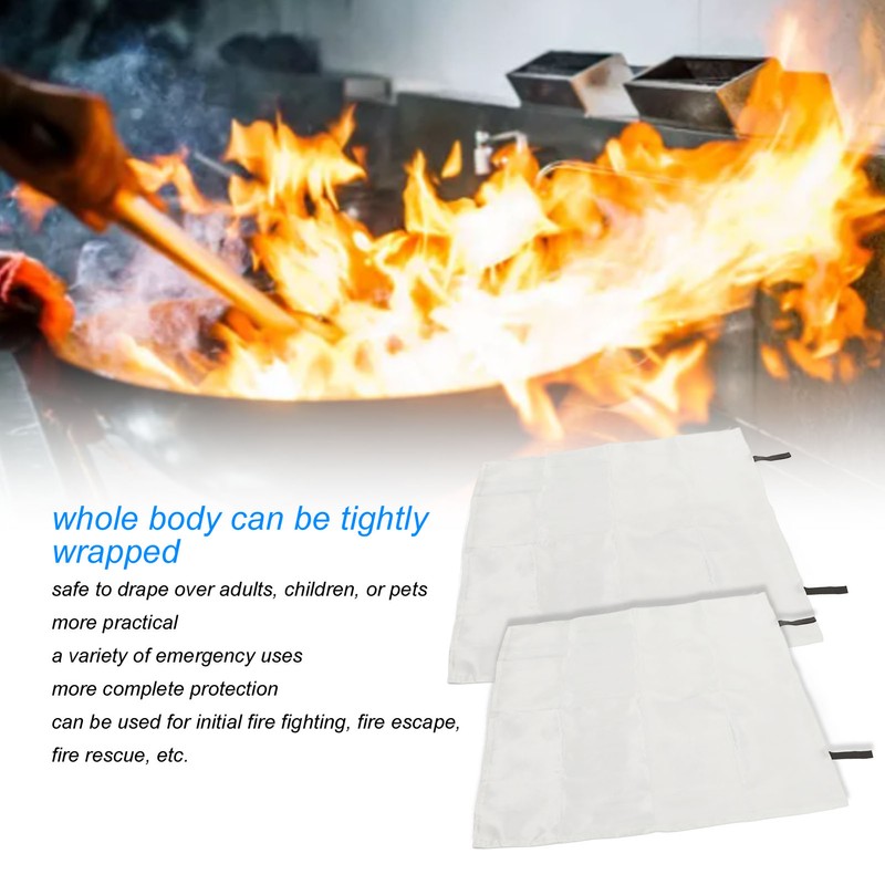 2pcs Emergency Fire Blanket Fiberglass Good Insulation Easy to Use