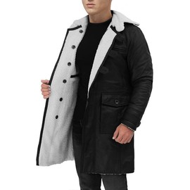 Bane Coat - Dark Knight Rises Bane Costume - Tom Hardy Black Shearling Pea Coat