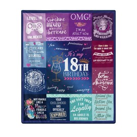 18th Birthday Gifts for Girls, 18th Birthday Decorations for Girls, Best 18 Year Old Girl Birthday Gift, Happy 18th Gift Ideas Decor Throw Blankets for Daughter Bestie Sister, 50"X60" Blanket