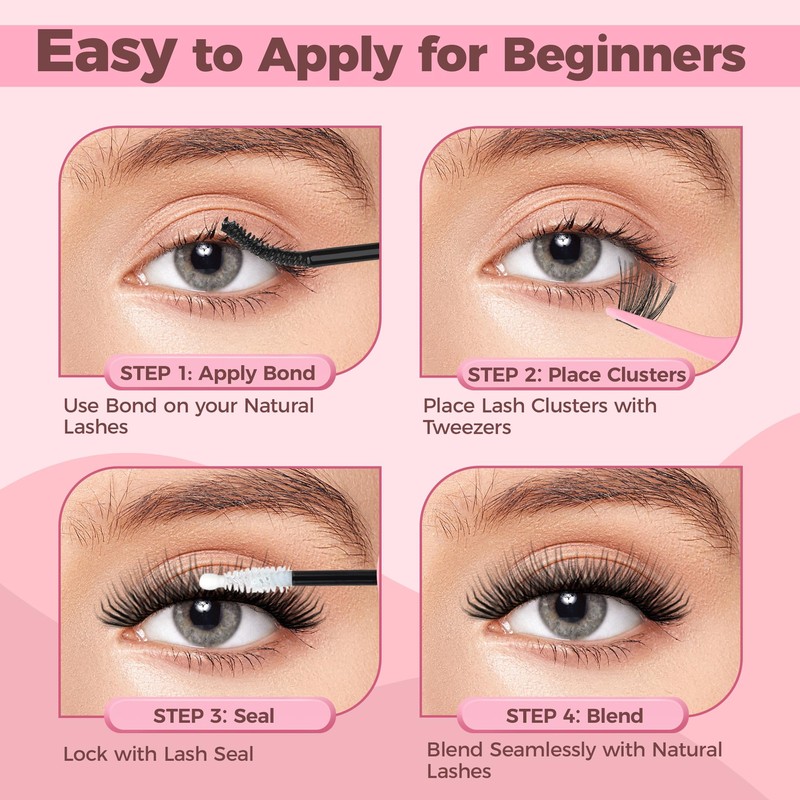 Eyelash Clusters Kit Natural, 240PCS 30D 40D Mixed Lengths 10–16mm,