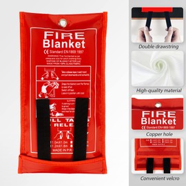 FLASLD 4 Pack Fire Blanket for Home and Kitchen, 40x40 Inch Fiberglass Fire Blankets Emergency for People, Fire Suppression Blankets for School Fireplace Grill Car Office Garage Welding Warehouse