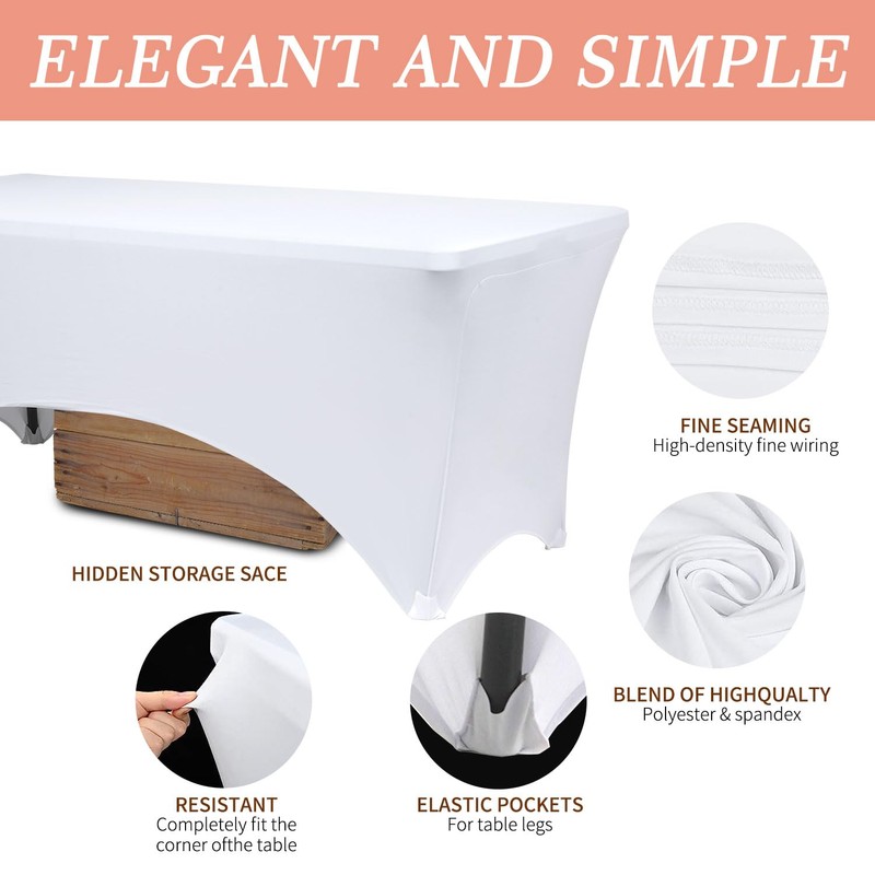 Kapwall 6 ft Elastane Tablecloth. [183 L x 75 W