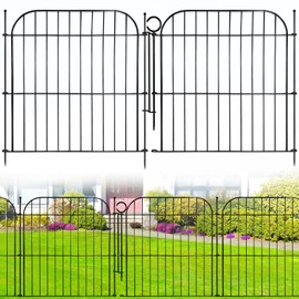 Blingluck Decorative Garden Fence with Lock, 5 Panels 24 in(H) x 10 ft(L) Rustproof Metal Wire No Dig Dog Fence Outdoor for Yard, Temporary Tall Garden Fence Animal Barrier Decor for Yard & Patio